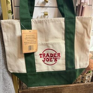 Trader Joe's Cream and Green Tote Bag